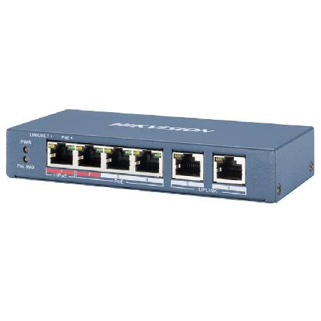 HIKVISION DS-3E0106HP-E - UNMANAGED SWITCH 4PT POE 10/100 2PT UPLINK 1PT HI-POE 60W
