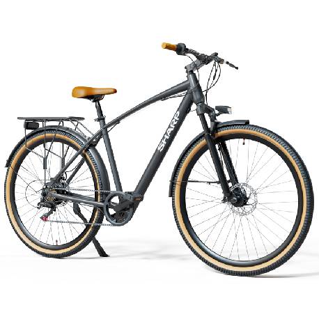 SHARP RIGA (BK-DM03E) CITY E-BIKE (NERA) - BICICLETTA ELETTRICA - RUOTE 29""X2.125"" - MOTORE BAFANG 250W 36V - BATTERIA  36V 7.8 AH CERTIFICATA  - AUTONOMIA FINO A 60KM