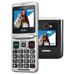 BRONDI AMICO TUO 4G (NERO) - TELEFONO CELLULARE PER ANZIANI - TASTO SOS - CONTROLLO REMOTO - DOPPIO DISPLAY