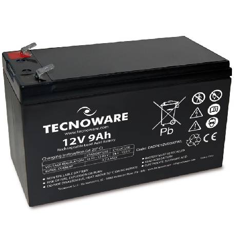 TECNOWARE POWER BATTERY 12V 9AH (EACPE12V09ATWL) - BATTERIA ERMETICA AL PIOMBO - LONG LIFE - GARANZIA 24 MESI