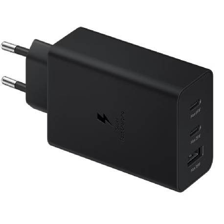SAMSUNG FAST EP-T6530NBEGEU - ALIMENTATORE 65W TRIO 2xUSB-C + 1xUSB-A Black