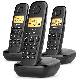 GIGASET START 100 TRIO (NERO) - TELEFONO CORDLESS TRIPLO - VIVAVOCE - FUNZIONE SVEGLIA