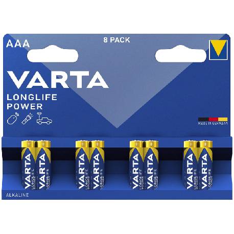 VARTA LONGLIFE POWER - BLISTER 8 BATTERIE MINISTILO AAA - MASTER CARTON DA 20 PZ