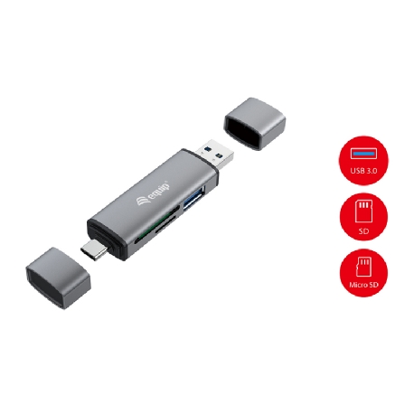 EQUIP 245460 - CARD READER USB 3.0 HUB , OTG, USB-C, USB-A, SD / MICROSD, USB 3.0