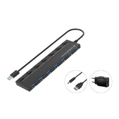 CONCEPTRONIC HUBBIES19BP - HUB USB-A 7-PT 3.0 CON ALIMENTAZIONE