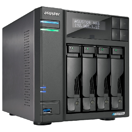 ASUSTOR LOCKERSTOR 4 (AS6704T) - 4 BAY TOWER NAS, QUAD-CORE 2.0GHZ, DUAL 2.5GBE PORTS, 4GB RAM DDR4, 4X M.2 SSD SLOTS (DISKLESS)