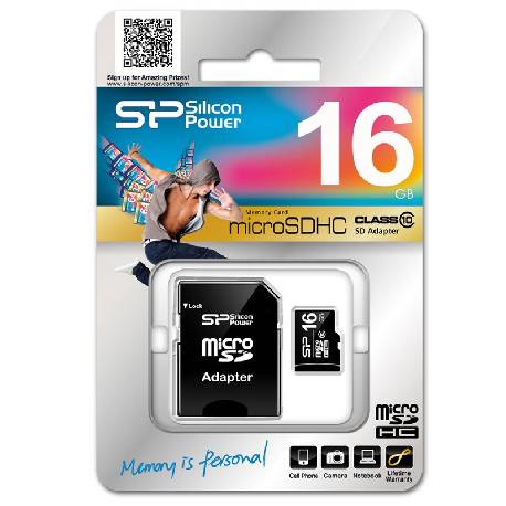 SILICON POWER 16GB MICRO SD CLASSE 10 - ADATTATORE SD - SP016GBSTH010V10SP