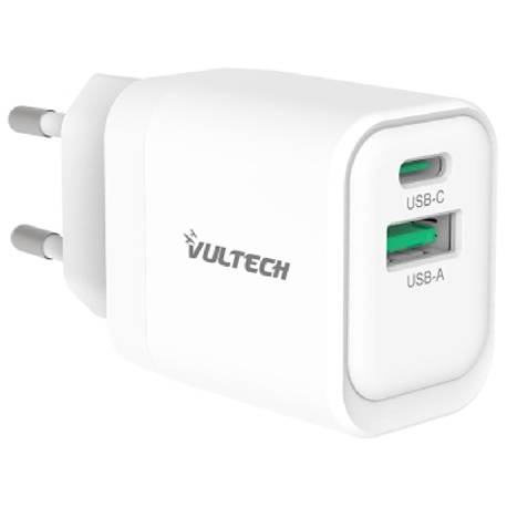 VULTECH CC33-1C1A - CARICATORE UNIVERSALE 1 PT USB-C + 1 PT USB-A GAN 33W
