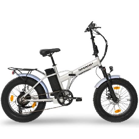 SHARP BK-FM01-ES - BICICLETTA ELETTRICA PIEGHEVOLE FAT E-BIKE (SILVER) - RUOTE 20""X4"" - MOTORE 250W - BATTERIA 36V 10AH - TELAIO ACCIAIO - 6 MARCE