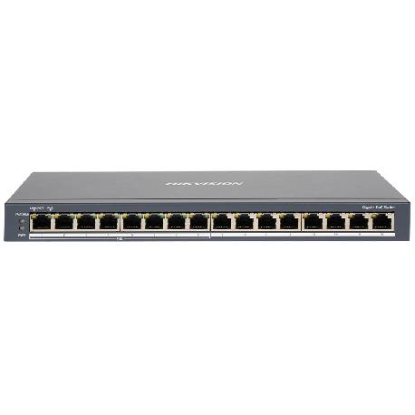 HIKVISION DS-3E0516P-O - DESKTOP SWITCH 8 PT POE + 8 PT LAN 10/100/1000M RJ45 CASE METALLO - SOHO
