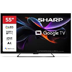 SHARP 55HR7265E - 55"" GOOGLE TV QLED 144Hz 4K AI -  FRAMELESS - STAND CENTRALE - HARMAN / KARDON - DOLBY VISION DIGITAL+ / DTS HD - CHROMECAST - BLACK - IT