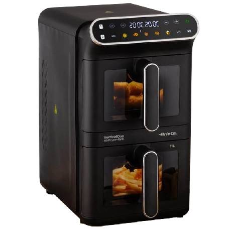 ARIETE VERTICAL DUO (4640) FRIGGITRICE AD ARIA + GRILL 11 LT - NERA