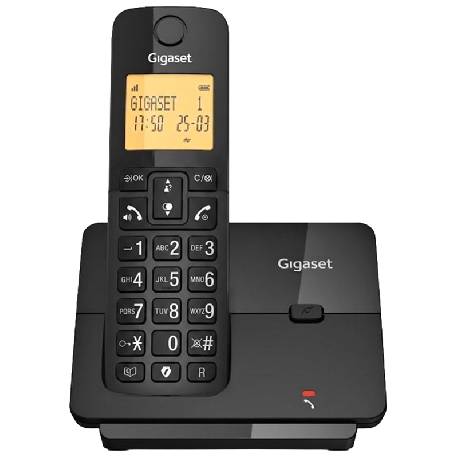 GIGASET ESSENTIAL 300 BLACK - TELEFONO CORDLESS SINGOLO - VIVAVOCE - RUBRICA 60 NUM