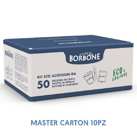 CAFFE'' BORBONE KIT ECO ACCESSORI 50PZ BICCHIERINI + PALETTE + ZUCCHERO (MASTER CARTON 10PZ)