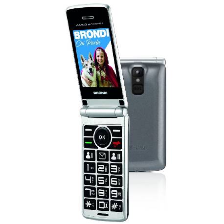 BRONDI AMICO SINCERO+ (GREY) - TELEFONO CELLULARE PER ANZIANI - TASTO SOS - TORCIA - CONTROLLO REMOTO - ANNUNCIO VOCALE - FOTOCAMERA