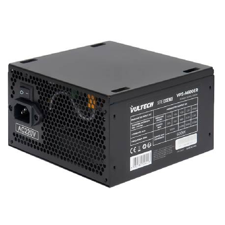 VULTECH VPS-A600ER - ALIMENTATORE ATX 600W CON VENTOLA DA 12CM TERMOREGOLATA - RETAIL