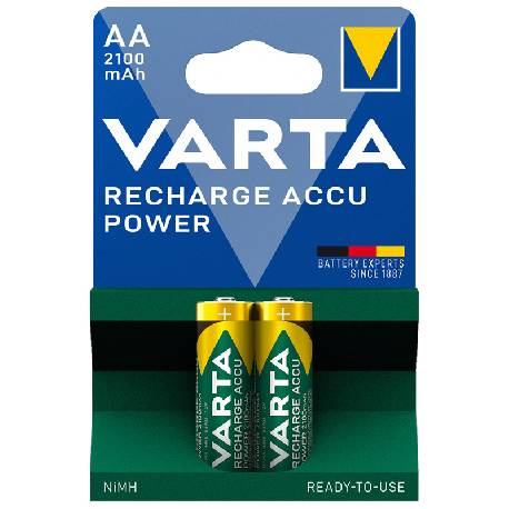 VARTA RECHARGE ACCU POWER - BLISTER 2 BATTERIE STILO AA RICARICABILI 2100mAh