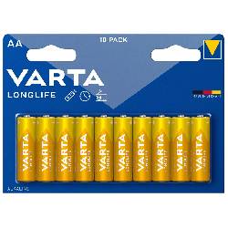 VARTA LONGLIFE - BLISTER 10 BATTERIE STILO AA